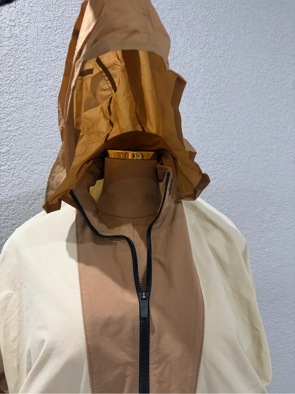 Woman Two-Tone Beige and Cream Utility Sling Bag